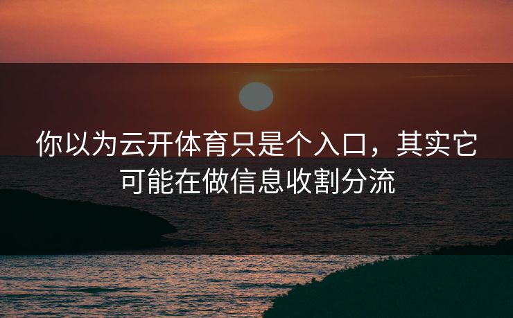 你以为云开体育只是个入口，其实它可能在做信息收割分流